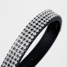 Ошейник со стразами в 4 ряда и стразы на пряжке, 38 х 1,5 см, ОШ 26-33, чёрный - Пижон фото 5