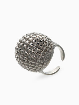 Кольцо металл "Шар сетка", цвет серебро, безразмерное