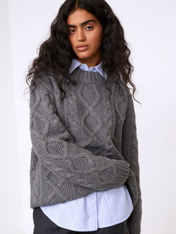 Джемпер с узорной вязкой B2876/nuage - Emka фото 5