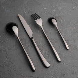 Набор столовых приборов из нержавеющей стали Magistro Джентри, 4 предмета, цвет чёрный фото 3