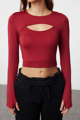 Trendyolmilla Tas Crop Pencere/Cut Out ve Bas Parmak Delik Detayl? Orme Spor Ust/Bluz TWOAW22BZ0481  фото 4