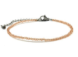 Браслет из граненых бусин мелких 2мм циркон цв.персиковый, 17см