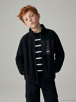 Dik Yaka Erkek ?ocuk Fermuarl? Polar H?rka