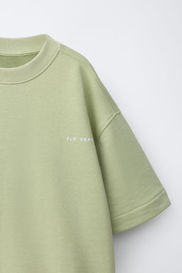 SUDADERA MANGA CORTA TEXTO RELIEVE / verde lavado - Zara фото 3