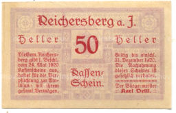 Банкнота 50 геллеров 1920 года Австрия  Рейхенберг (нотгельд)