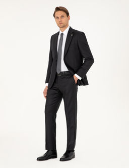 Antrasit Slim Fit _izgili Y_n Tak_m Elbise