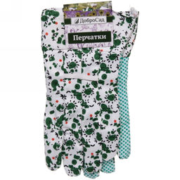 Цена за 12 шт. Перчатки полиэстер с полиуретановой точкой "Яблочки" 9 р-р ДоброСад