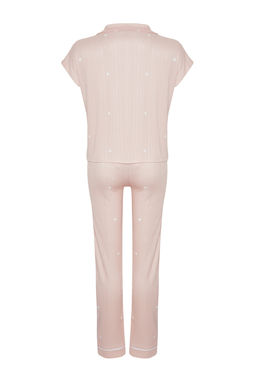 Trendyolmilla Pembe 5li Kusakl? Kurdele/Fiyonklu Fitilli Sortlu Orme Sabahl?kl? Pijama Tak?m? THMSS24PT00380  фото 10