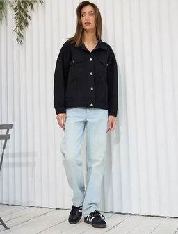 K11861 Джинсовая рубашка OVER SIZE ЧЕРНЫЙ