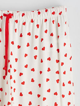 Beli Lastikli Kalp Bask?l? Hamile Pijama Alt?