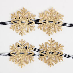Цена за 2 шт. Набор для декора столовых предметов Снежинка, 4 шт., цвет золото 7?8 см 100% п/э, фетр