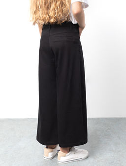 Брюки-кюлоты Vilatte из хлопкового твила для девочки черные  фото 3