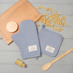 Набор кухонный «Этель» Kitchen: серый, варежка-прихватка 20×28 см, прихватка 19×19 см,100% хлопок