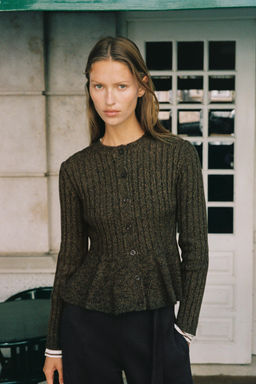RIBBED PEPLUM CARDIGAN - Zara фото 4
