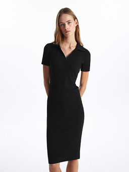 Polo Yaka D?z K?sa Kollu Elbise