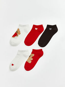 Ay? Bask?l? Kad?n Patik ?orap 5li