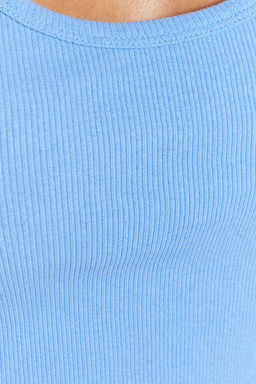 Mor Fitted/Vucuda Oturan Havuz Yaka Fitilli Esnek Orme Atlet TWOSS22AL0042