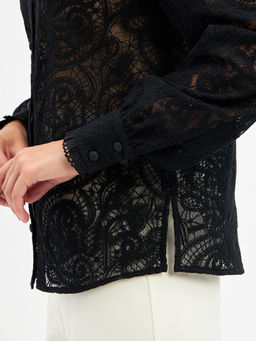 Блузка из кружевной ткани OD-977-2 черный