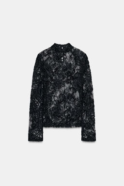 LONG SLEEVE LACE TOP - Zara фото 4