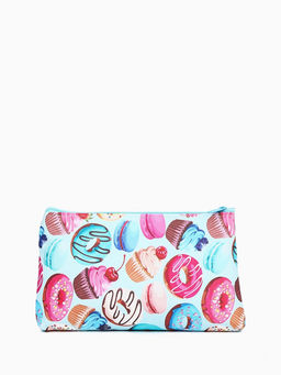Цена за 2 шт. Косметичка-пенал на молнии, плоская, маленькая, с рисунком Пончики, голубая/разноцветная - Simaland фото 2