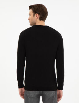 Siyah Slim Fit Bisiklet Yaka Triko Kazak - Pierre cardin фото 5