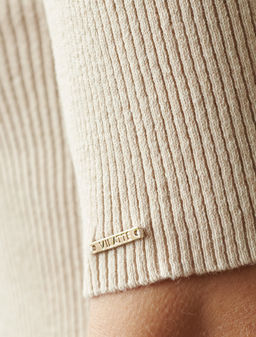 Водолазка тонкой вязки в рубчик из хлопка с нейлоном - Vilatte фото 2