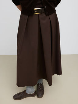 Beli Kemerli Pileli Etek