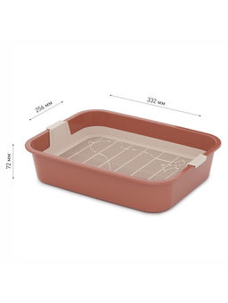 Туалет для кошек «Мур-мяу», 33×25×7 см, с сеткой, пластик, цвет коралловый