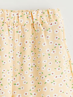 Beli Lastikli ?i?ekli K?z ?ocuk Pantolon