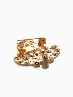 Зажим для кардигана «Ажур. Шип», белый в золоте