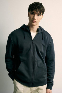 Regular Fit Kapusonlu Ici Yumusak Tuylu Cepli Basic Duz Fermuarl? Sweatshirt - Defacto фото 3