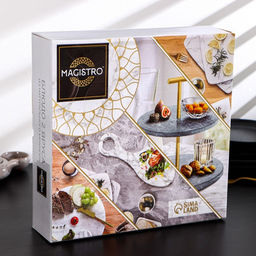 Этажёрка для фруктов и десертов Magistro Marble, 2 яруса, d=25/20?26.5 см, мрамор, белая  фото 5