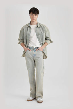 Расклешенный крой, свободный крой, нормальная талия, широкие джинсовые брюки с эффектом потертостей - Defacto фото 2