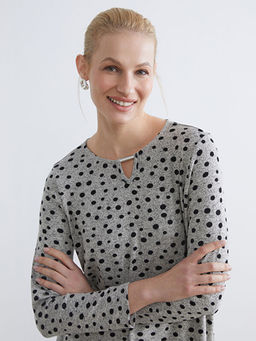 Bisiklet Yaka Puantiyeli Bluz