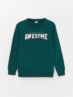 Bisiklet Yaka Bask?l? Uzun Kollu Erkek ?ocuk Sweatshirt - Waikiki фото 2