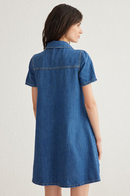 TRENDYOLMILLA Mavi Cep Detayl? Loose Mini Denim Gomlek Elbise TWOSS25EL00008 фото 5
