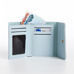 Кошелёк на кнопке, цвет голубой - Simaland фото 5