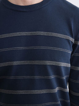 Bisiklet Yaka ?izgili Erkek Triko Kazak