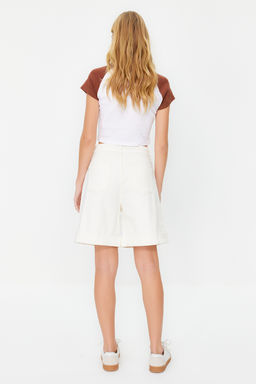 Bej Dikis Detayl? Yuksek Bel Denim Bermuda TWOSS24SR00004 - Trendyolmilla фото 12