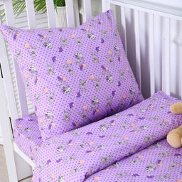 Постельное бельё BABY Зайчики, цвет сиреневый, 112х147см,110х150см, 60х60см, бязь 142гр/м, 100% хлопок - Атра фото 2