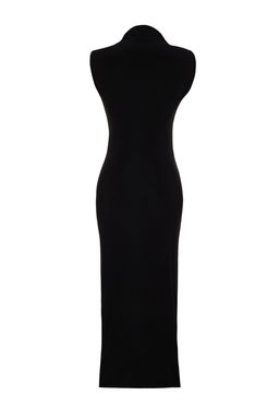 TRENDYOLMILLA Siyah S?f?r Kol Drapeli Bodycone/Vucuda Oturan Esnek Orme Maxi Kalem Elbise TWOSS24EL00101  фото 8