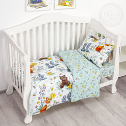 Колобок Детский/Пододеяльник: 1 шт. - 147*112; Простыня: 1 шт. - 150*110; Наволочка: 1 шт. - 40*60; Бязь ясельная