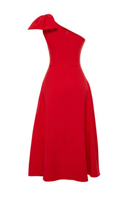 K?rm?z? A-Kesim Fiyonk Detayl? Dokuma S?k Abiye Elbise TPRSS24EL00105