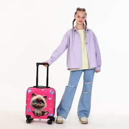 Чемодан детский 28 л (S), отдел на молнии, 4 колеса, розовый