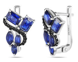 Серьги, сапфир корунд , шпинель, Бернарда