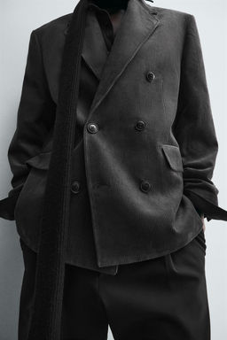 DOUBLE-BREASTED CORDUROY BLAZER - Zara фото 6