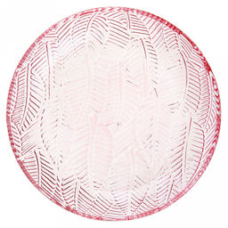 Листья Тарелка мелкая стеклянная д175мм, h28мм, рельефное, цветное стекло, цвет - розовый (Китай)