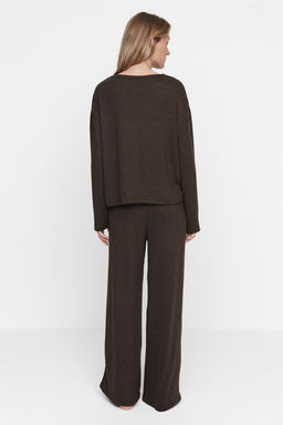 Trendyolmilla Kahverengi Fitilli Orme Pijama Tak?m? THMAW21PT0684 фото 12