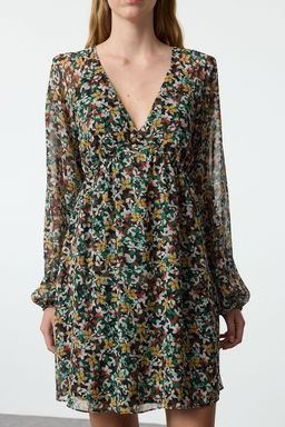 TRENDYOLMILLA Turuncu Etnik Desenli Belden Ac?lan Sifon Astarl? Mini Dokuma Elbise TWOSS23EL00519  фото 27