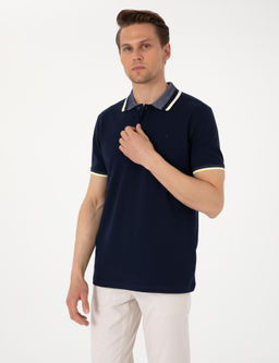 Lacivert Slim Fit Polo Yaka Ti__rt - Pierre cardin фото 3